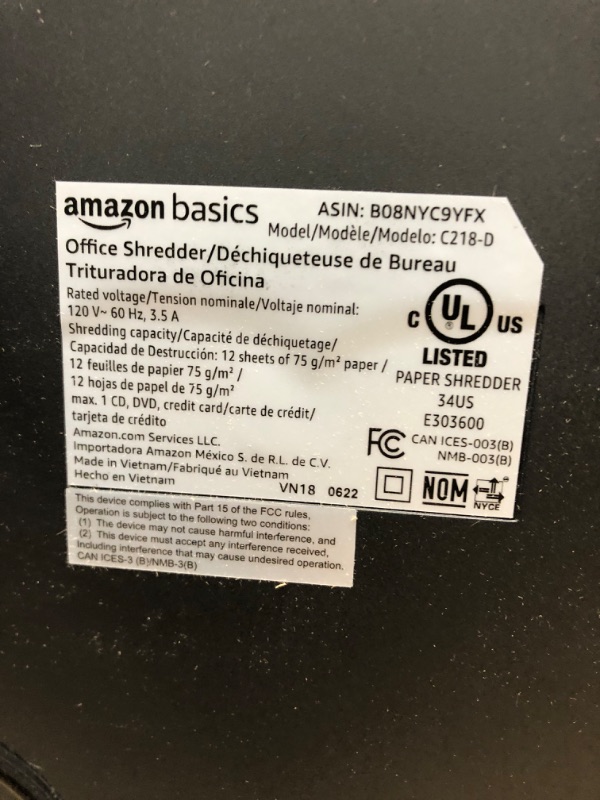 Photo 4 of Amazon Basics 12 Sheet Micro-Cut Paper,Credit Card and CD Shredder for Office/Home 