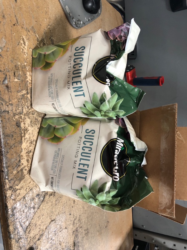 Photo 1 of 2 PACK Miracle-Gro Succulent Potting Mix: Fertilized Soil with Premium Nutrition for Indoor Cactus Plants, Aloe Vera and More, 4 qt. 1 Pack Succulent Potting Mix