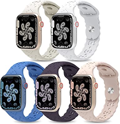 Photo 1 of 10 Pack Lace Silicone Bands Compatible with Apple Watch Band 38mm 40mm 41mm 42mm 44mm 45mm, Soft Hollowed-out Paisley Sport Strap Women Replacement Wristbands for iWatch Series 8 7 6 5 4 3 2 1 SE


4 PACK OF SOFT SILICONE BREATHABLE BANDS 