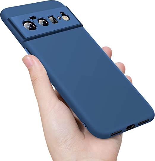 Photo 1 of Google Pixel 6 Pro Case Soft Liquid Silicone Slim Fit Thin Gel Rubber Shockproof Protective Drop Protection Cover for Pixel 6 Pro (2021) Blue
