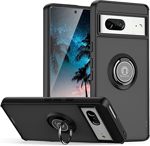 Photo 1 of TJS Compatible with Google Pixel 7 Case, Defender Metal Ring Kickstand Magnetic Support Drop Protective Cover Phone Case (Black)

2 PACK
