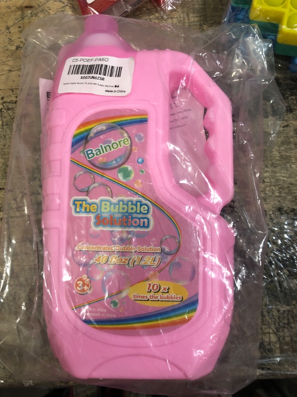 Photo 2 of Balnore Bubble Solution Refill (up to 3 Gallon) 40 oz Big Bubbles Concentrated with Pour Funnel, Bubble Liquid for Bubble Machine, Bubble Wand, Bubble Gun, Bubble Mower, Bubble Toys A-pink