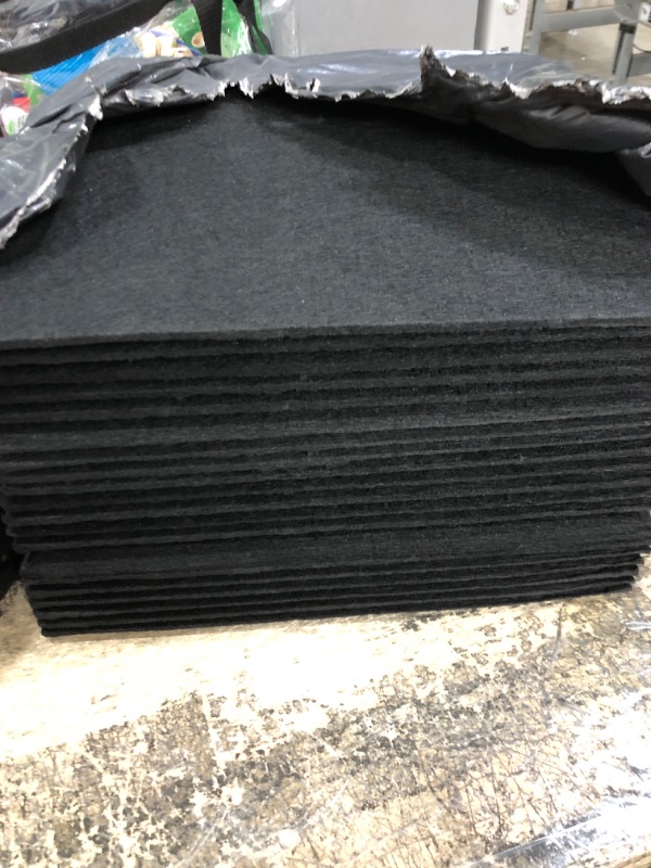 Photo 2 of *** 1 QTY PANEL MISSING **** Acoustic Panels - 12 x 12 x 0.3 Inches Pack of 20 Sound Absorbing Panels, Wall and Ceiling Decorative Sound Panels, Acoustical Treatment Felt Tiles for Home, Recording Studio (Black)
