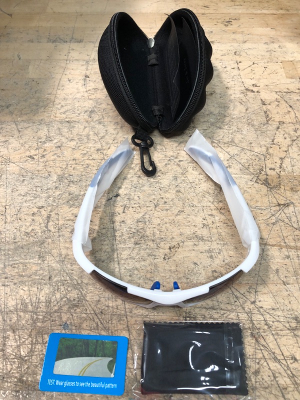 Photo 1 of Jon&Joney Polarized Sports Sunglasses Men's Riding Running Beach Volleyball Tennis TR Anti-UV White & Water Blue Water