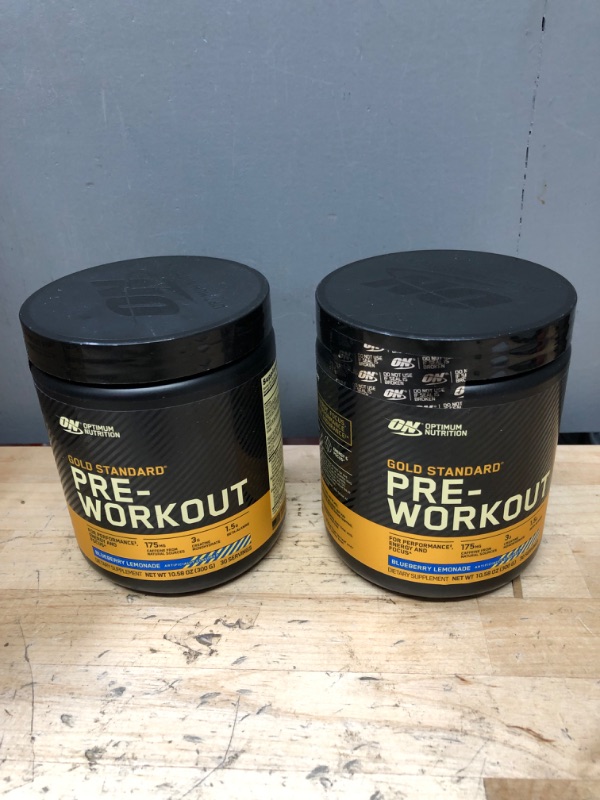 Photo 2 of 2 CONTAINERS: Optimum Nutrition Gold Standard Pre-Workout, Vitamin D for Immune Support, with Creatine, Beta-Alanine, and Caffeine for Energy, Keto Friendly, Blueberry Lemonade, 30 Servings (Packaging May Vary)