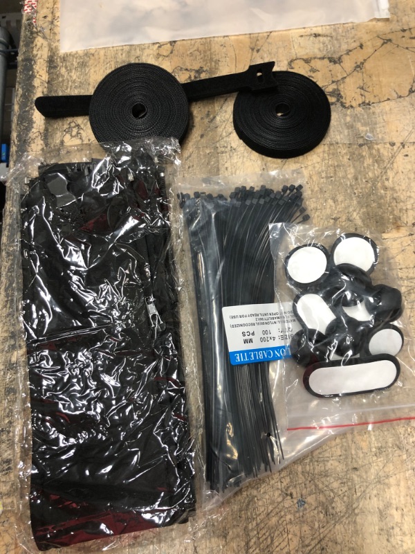 Photo 3 of 2 BUNDLED ITEMS: DURASHELT Nitrile Coated Work Gloves, Heavy Duty Nylon Safety Protection; AND, 126Pcs Cable Management Organization Kit, 10 Cable Clip Holders, 4 Cable Sleeve with Zipper, 10 Self Adhesive Tie, 100* Zip Cable Ties, 2 Rolls Self Adhesive T