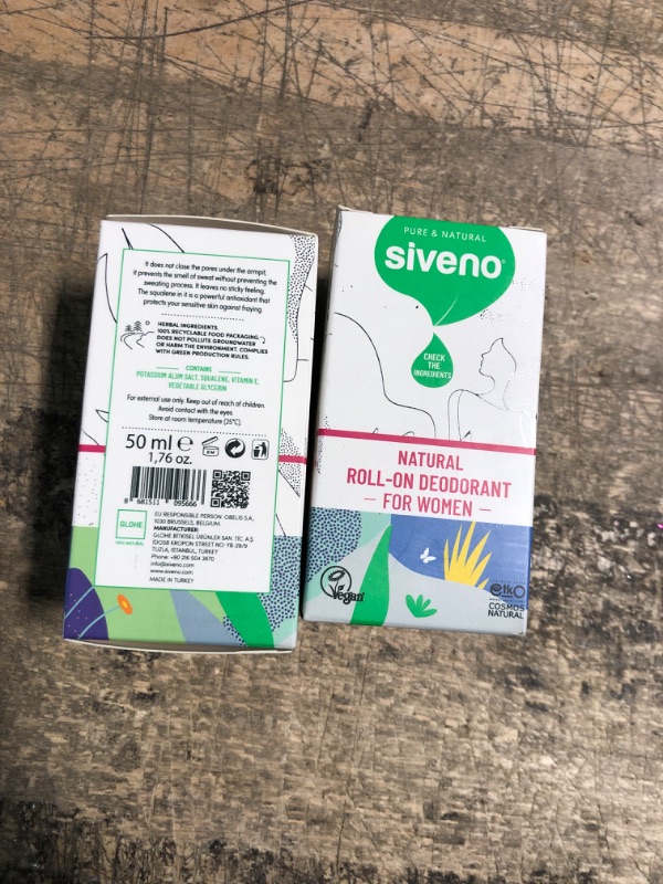 Photo 1 of 2 pk- Siveno - Natural Roll-On Deodorant, Paraben-free and Aluminum-free Deodorant, Non-staining, Cruelty-free, and Vegan Deodorant for Sensitive Skin, 3.2 oz (For Women)
