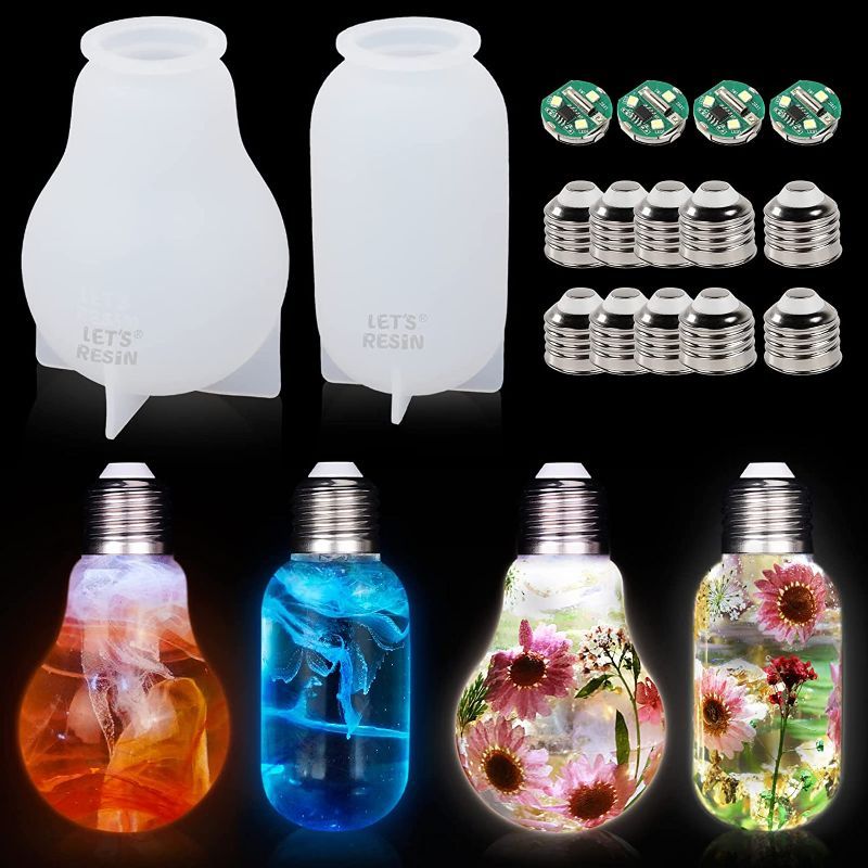 Photo 1 of *READ NOTES*LET'S RESIN Upgrade Resin Light Bulb Molds, LED Epoxy Resin Molds Silicone with Vibration Sensor Switch, Large Resin Molds for DIY Home Table Decor