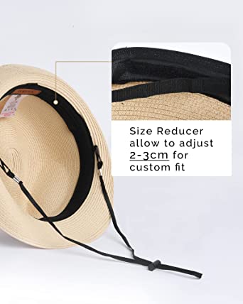 Photo 1 of FURTALK Fedora Straw Sun Hat for Men Women Foldable Roll Up Short Brim Trilby Hat Panama Beach Hat UPF 50+ MEDIUM 