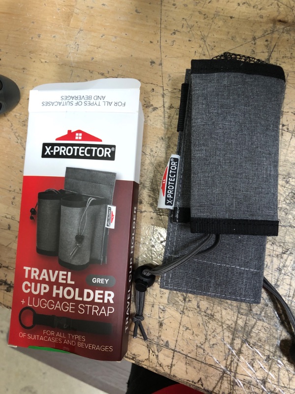 Photo 2 of Luggage Travel Cup Holder X-Protector - Grey Suitcase Cup Holder & Luggage Strap 