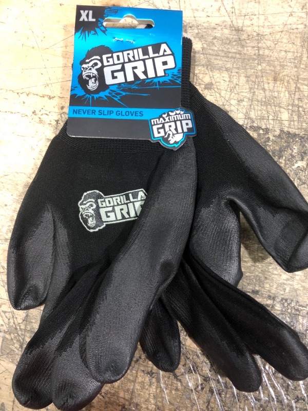 Photo 2 of GORILLA GRIP Grey Slip Resistant All Purpose Work Gloves Black X-large-1 Pair