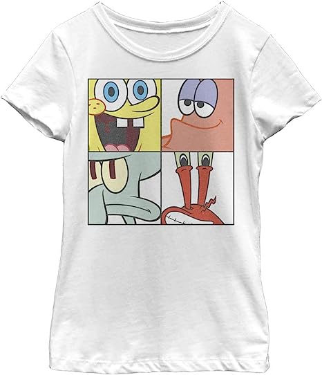 Photo 1 of Girls SpongeBob SquarePants 4 Square Big Faces Graphic Tee- mediium 