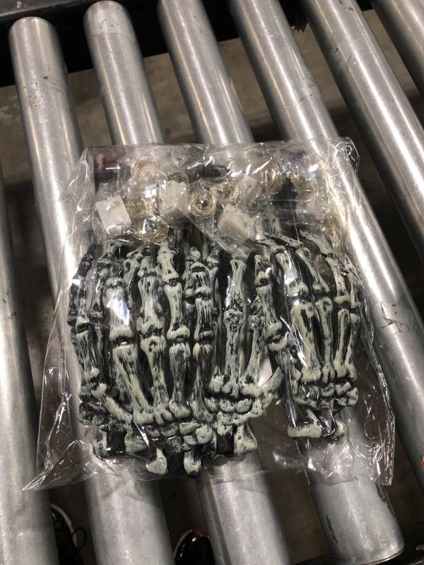 Photo 1 of Halloween Lighted Skeleton Hands Set, Sinranac 4 Pack Light Up Skeleton Arm Stakes, 4 x 3m 240 LED Green & Coloured Lights with 3 Modes, Realistic Halloween Yard Outdoor Decorations Graveyard Garden