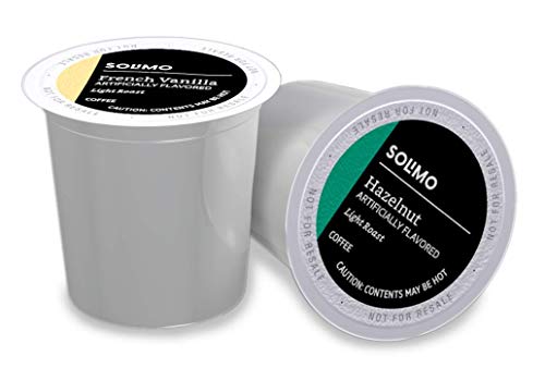 Photo 1 of Amazon Brand - Solimo Variety Pack Light Roast Coffee Pods, Hazelnut and French Vanilla Flavored, Compatible with Keurig 2.0 K-Cup Brewers, 100 Count