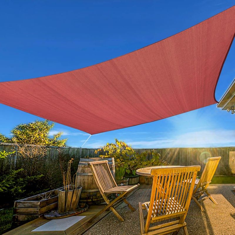 Photo 1 of Artpuch 10'x13' Sun Shade Sails Canopy Rectangle Rust Red, 185GSM Shade Sail UV Block for Patio Garden Outdoor Facility and Activities