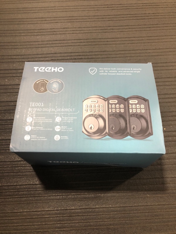 Photo 3 of TEEHO TE001 Keyless Entry Door Lock with Keypad - Smart Deadbolt Lock for Front Door with 2 Keys - Auto Lock - Easy Installation - Matte Black