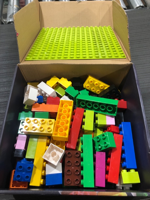 Photo 2 of Building Blocks Set for Kids with Baseplate Big Building Bricks 101Pcs Classic Bulk Blocks for Kids Toddlers Boys Girls 15 Random Colors Birthday Gift Compatible with Lego All Major Brand