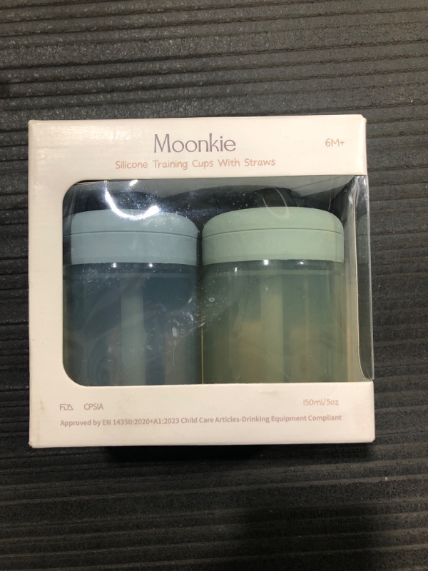 Photo 2 of Moonkie Baby Straw cup | Silicone Toddler Sippy Cup Training Cup with Straw Lid | BPA-Free Drop-Proof Baby Cup | Baby Led Weaning | 6 Months+, 5 oz, 2pack