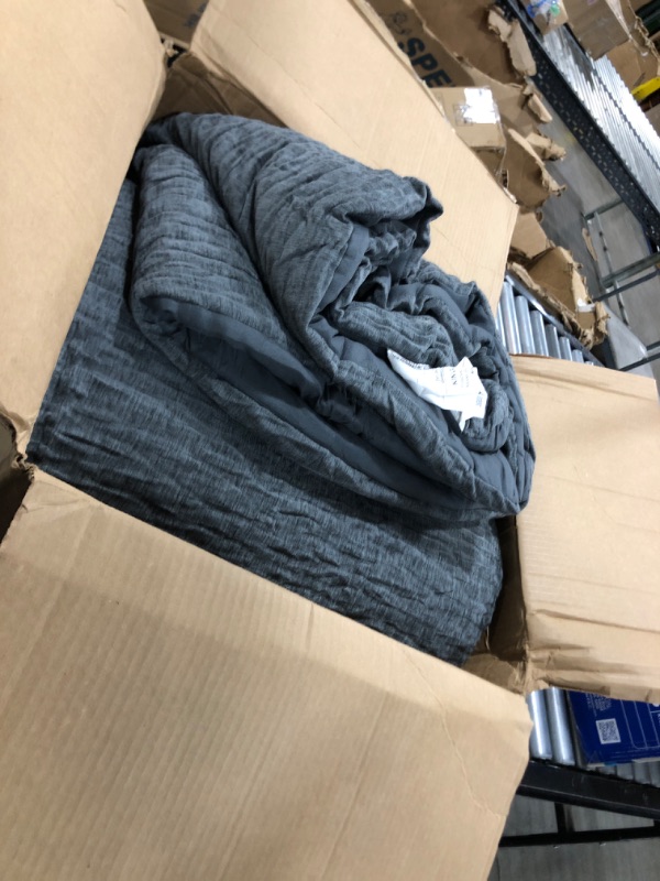 Photo 1 of COTTEBED Luxury Reversible King Size Comforter Set, Soft Textured Chenille Cotton Stripe Modern Bedding Down Comforter, Lightweight All Season Use,1 Conforter 2 Pillow Sham (Grey,King/Cal King)