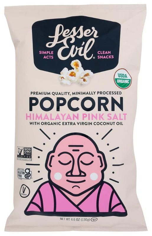 Photo 1 of Lesser Evil, Buddha Bowl, Organic Popcorn, Himalayan, 5-Ounce Bag (Pack of 3) (Choose Flavor Below) (Himalayan Pink Salt)