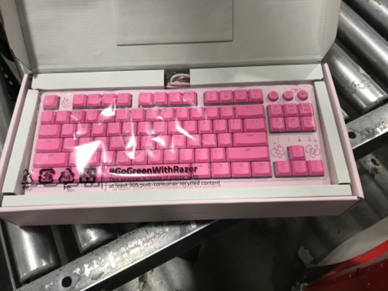 Photo 1 of Razer Ornata V3 TKL Gaming Keyboard: Low-Profile Keys - Mecha-Membrane Switches - UV-Coated Keycaps - Backlit Media Keys - 8-Zone RGB Lighting - Magnetic Wrist Wrest - Hello Kitty & Friends Edition