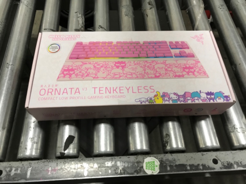 Photo 1 of Razer Ornata V3 TKL Gaming Keyboard: Low-Profile Keys - Mecha-Membrane Switches - UV-Coated Keycaps - Backlit Media Keys - 8-Zone RGB Lighting - Magnetic Wrist Wrest - Hello Kitty & Friends Edition