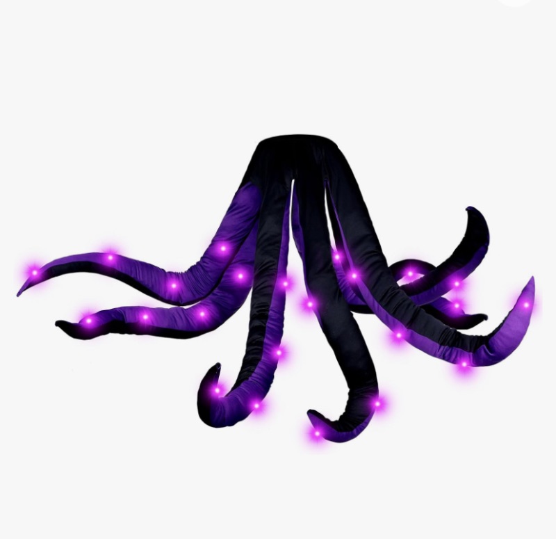 Photo 1 of Funtery Women Octopus Costume with Light, Purple Octopus Tentacles Skirt Adult Mermaid Villain Witch Cosplay Costume