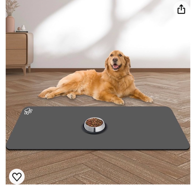 Photo 1 of Large Pet Feeding Mat, Absorbent Quick Dry Dog Mat for Food and Water Bowl, No Stains Easy Clean Dog Water Dispenser Mat, Dog Accessories, Pet Supplies Mat, Dog Bowl Mat for Messy Drinkers