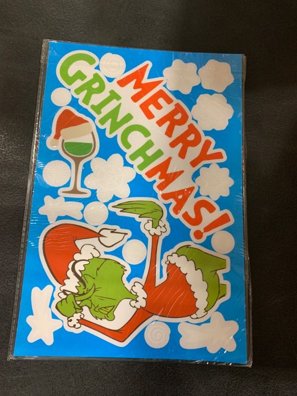Photo 1 of Christmas Window Clings 8 Sheets Christmas Window Stickers Double-Side Christmas Decorations Static Cling Window Decals Christmas Adorable for Santa Xmas Holiday Home Decor
