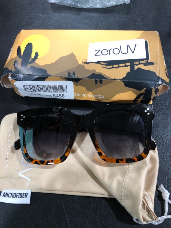 Photo 2 of zeroUV - Retro Oversized Square Sunglasses for Women with Flat Lens 50mm