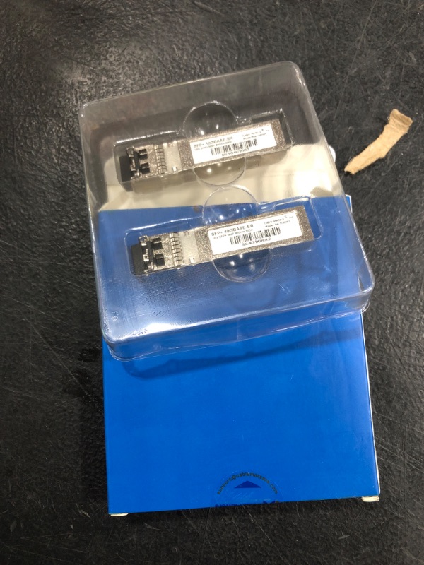 Photo 2 of Cable Matters 2-Pack 10GBASE-SR SFP+ to LC Multi Mode 10G Fiber Transceiver Modular for Cisco, Ubiquiti, TP-Link, Huawei, Mikrotik, Netgear, and Supermicro Equipment