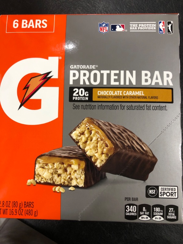 Photo 2 of Gatorade Whey Protein Recover Bar, Chocolate Caramel, 20g Protein, 6 Ct (EXP DEC 09 24)