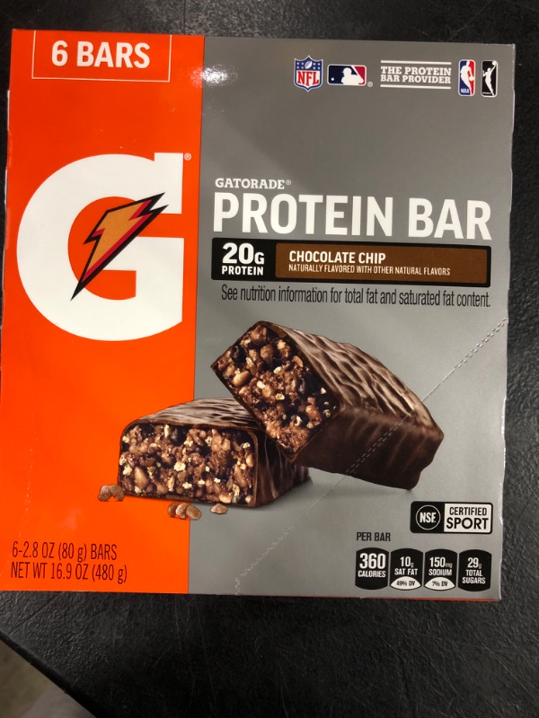 Photo 2 of Gatorade Whey Protein Bar, Chocolate Chip - 6 pack, 2.8 oz bars (EXP FEB 25)