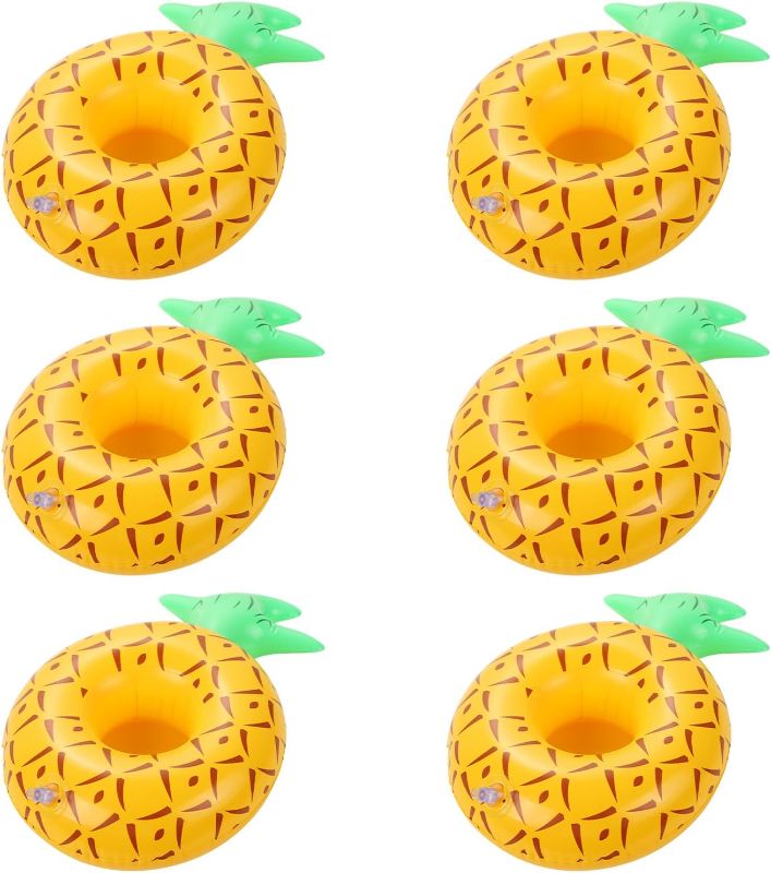 Photo 1 of Inflatable Pineapple Drink Holder, LIYDE Drink Floaties Fruit Theme Floating Drink Holder for Swimming Pool Drink Holder for Pool Party Decorations Pool Accessories for Adults