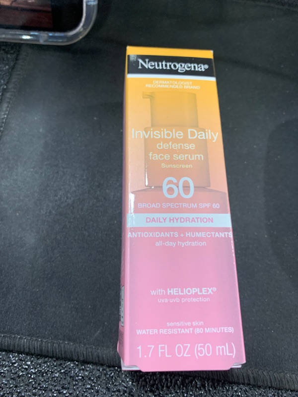 Photo 1 of Neutrogena Invisible Daily Defense Face Sunscreen + Hydrating Serum with Broad Spectrum SPF 60 & Antioxidants to Help Skin Glow, Oil-Free, Fragrance Free, 1.7 fl. oz