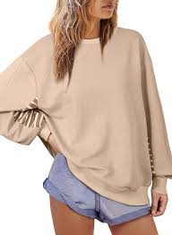 Photo 1 of AlvaQ Womens Oversized Sweatshirt 2024 Casual Loose Colorblock Striped Long Sleeve Crewneck Tunic Tops size s 