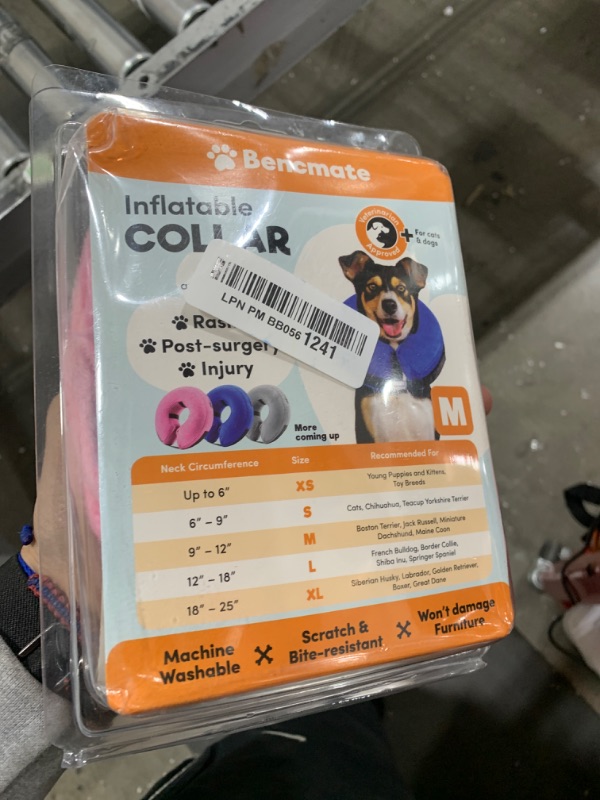 Photo 1 of BENCMATE Protective Inflatable Collar for Dogs and Cats - Soft Pet Recovery Collar Does Not Block Vision E-Collar (Medium, Pink)