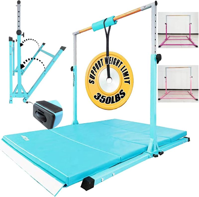 Photo 1 of  Foldable Gymnastics Bar, Gymnastics Equipment for Kids,Folding Gymnastics Bar with Mat