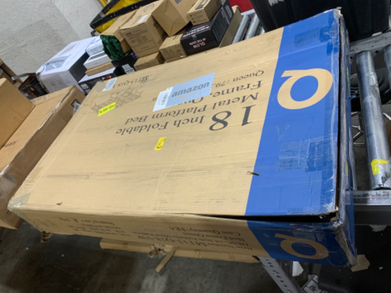 Photo 1 of VIPSHOW 18 Inch Queen Metal Bed Frame Folding Bed Frame Tool-Free Assembly Mattress Foundation No Box Spring Needed Platform 2500lbs Heavy Duty Steel Slats, Noise-Free, Easy Assembly, Black