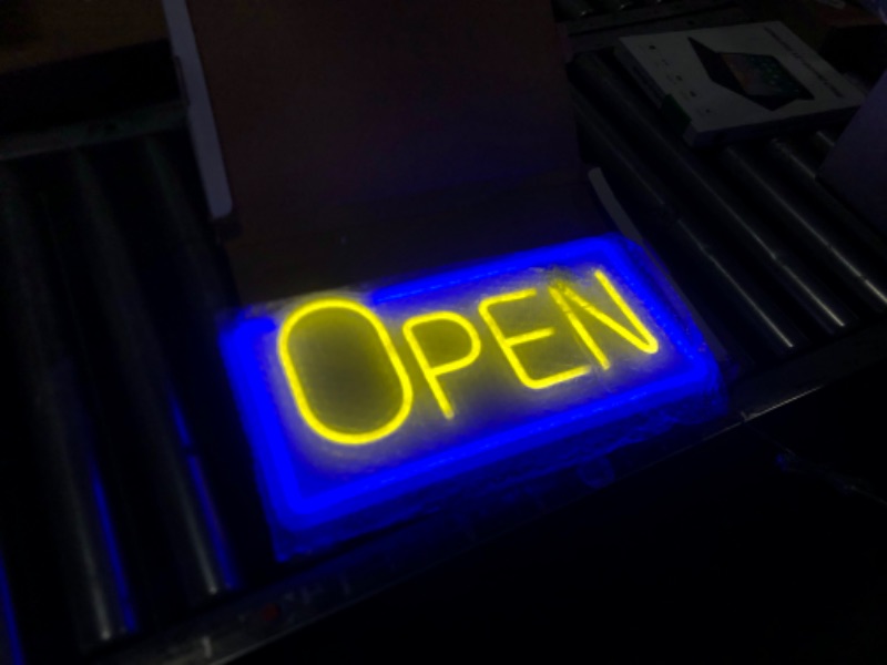 Photo 1 of Neon Open Signs for Business, 16''x 8'' Super Bright LED Open Sign, Open Neon Sign (Yellow&Pink), with ON/OFF Switch & Adapter, Neon Light Up Sign for Window Party Wall Store Shop Bars Coffee Salon
