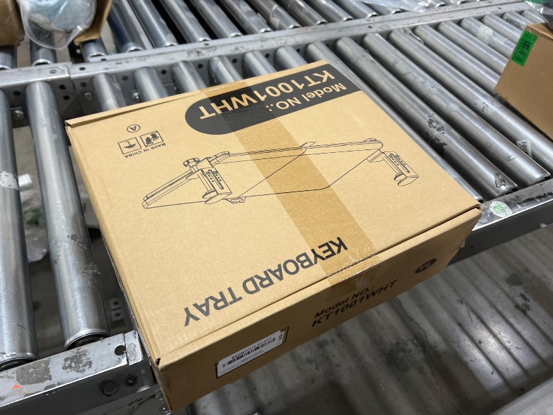 Photo 1 of Rfiver Keyboard Tray Under Desk Pull Out with C Clamp Mount, 25.6 (30 Including Clamps) x 13 Inch Slide-Out Platform Computer Drawer Mouse for Typing (White)