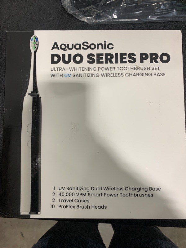 Photo 2 of Aquasonic Duo Pro Dual Handle Ultra Whitening Electric Toothbrushes - Black  White