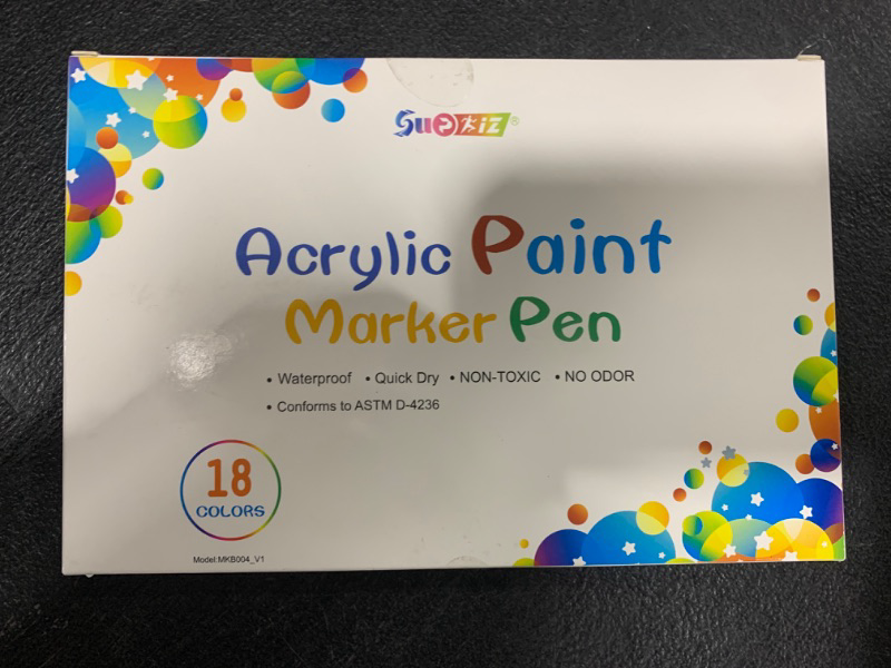 Photo 2 of 18 Colors Acrylic Paint Marker Pens for Rock Painting Fine Point Fabric , Wood , Canvas , Ceramic , Glass , Stone , Scrapbooking Supplies , Quick Dry Non Toxic No Odor Markers