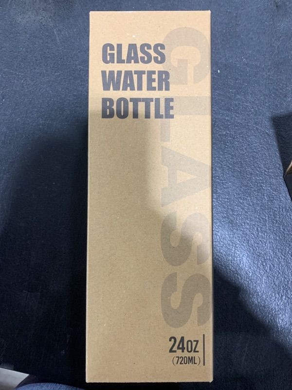Photo 1 of BLUEGO 24oz Glass Water Bottle, Motivational Water Bottle with Time Marker and Straw, Water Bottles with Locking Lid and soft Carry Loop, Borosilicate glass water bottle Jug for Gym, Ameber