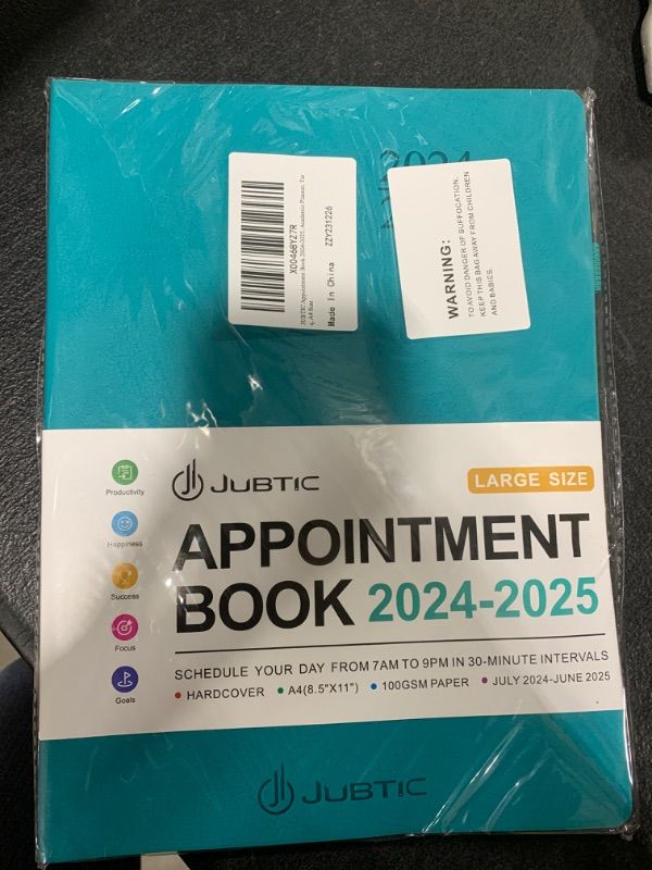 Photo 2 of JUBTIC Appointment Book 2024-2025, 8.5"x11", Jul. 2024 - Jun. 2025 Daily Weekly and Monthly Planner with Hourly Schedule, Academic Planner 2024-2025 with Soft Cover, A4, Turquoise