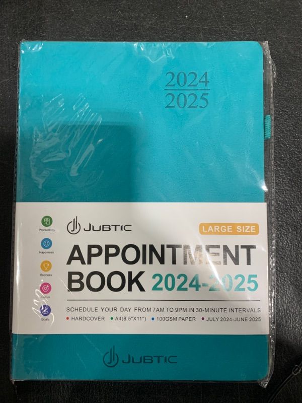 Photo 2 of JUBTIC Appointment Book 2024-2025, 8.5"x11", Jul. 2024 - Jun. 2025 Daily Weekly and Monthly Planner with Hourly Schedule, Academic Planner 2024-2025 with Soft Cover, A4, Turquoise