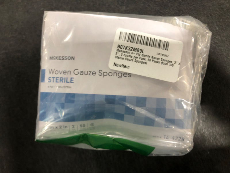 Photo 2 of McKesson 8-Ply Sterile Gauze Sponges, 2" x 2", 2 counts per Pack, 50 Packs (total 100 Sterile Gauze Sponges)