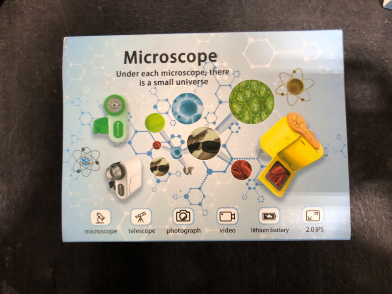 Photo 2 of Handheld Digital Microscope for Kids with 2 Inch LCD Screen 6 Adjustable LED Lights Sample Slides 32G Memory Card Mini Portable Pocket Miniature Microscope Ages 8-12 Education Birthday Gifts