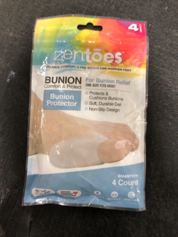 Photo 2 of ZenToes Reusable Bunion Relief Protector Guards - Washable Gel Pads for Big Toe, Shield Feet from Friction, Pressure and Pain from Rubbing Shoes - 4 Count