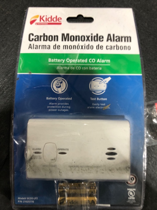 Photo 2 of Kidde Carbon Monoxide Detector, Battery Powered CO Alarm with LEDs, Test-Reset Button, Low Battery Indicator, Portable 1 Pack Detector Alarm